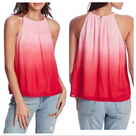 1. State Dip Dye Smocked Yoke Top - Picture 1 of 7